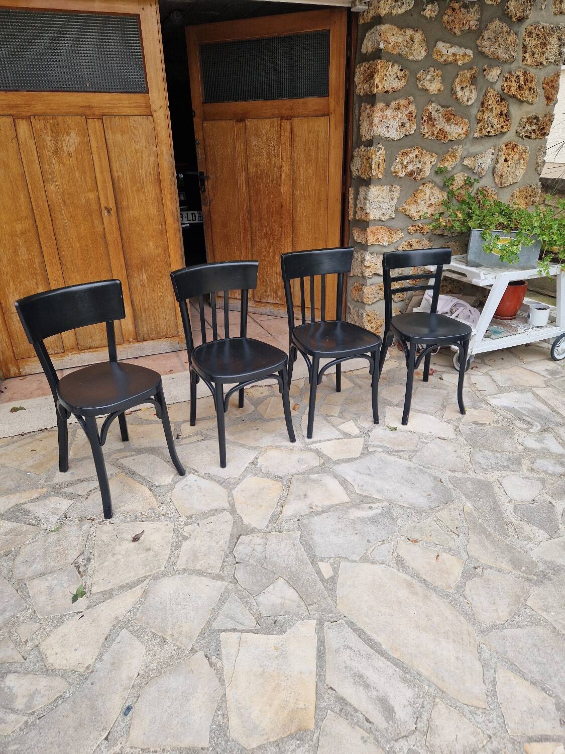 4 vintage Baumann and Thonet bistro chairs