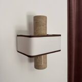 Pair of marble wall lights with fabric shades