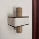 Pair of marble wall lights with fabric shades