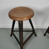 Pair of Industrial Steel Factory Stools By Rowac Robert Wagner Chemnitz, 1930s