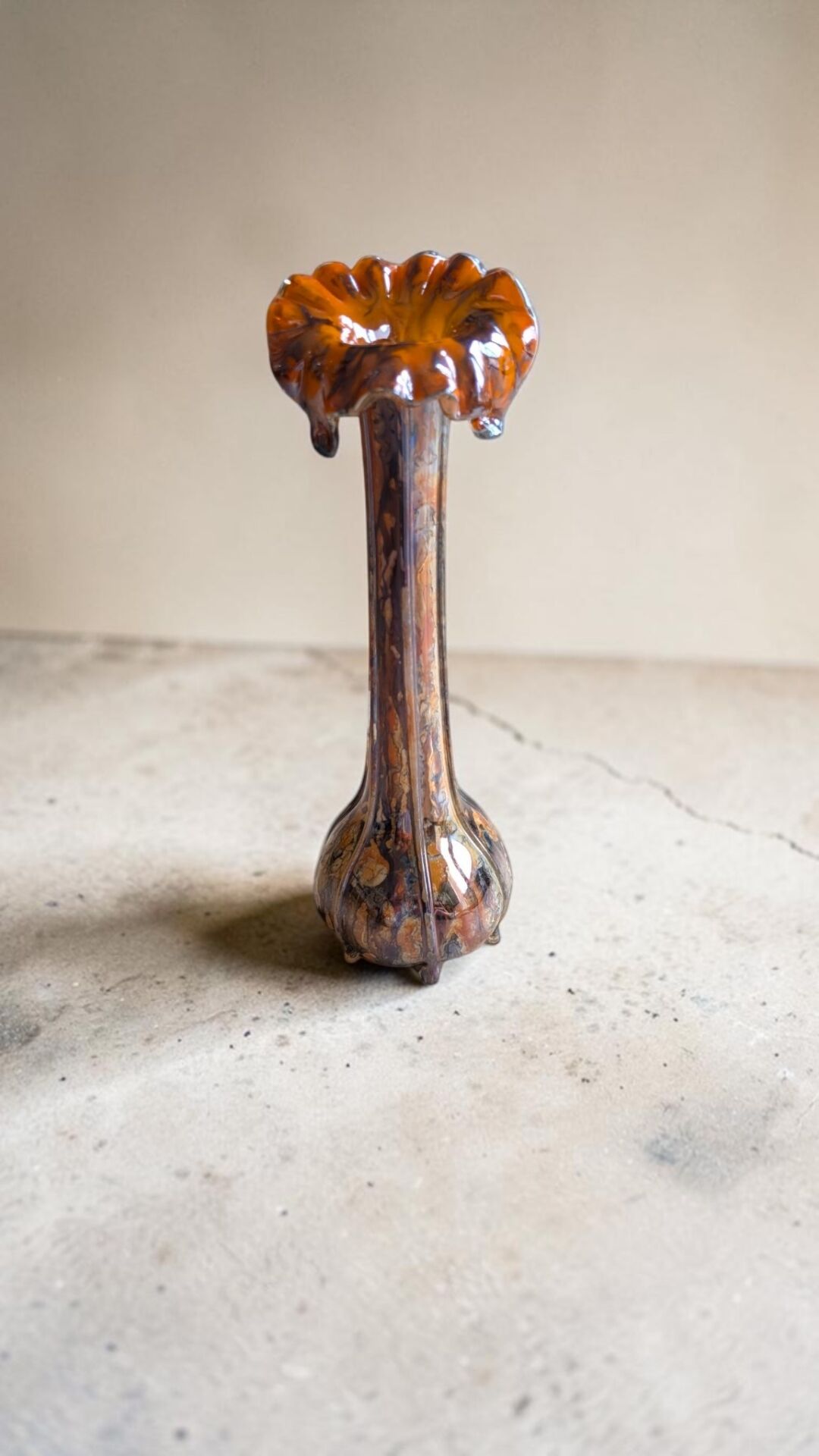 Artistic vase signed M. Venys – vintage marbled glass – 31 cm