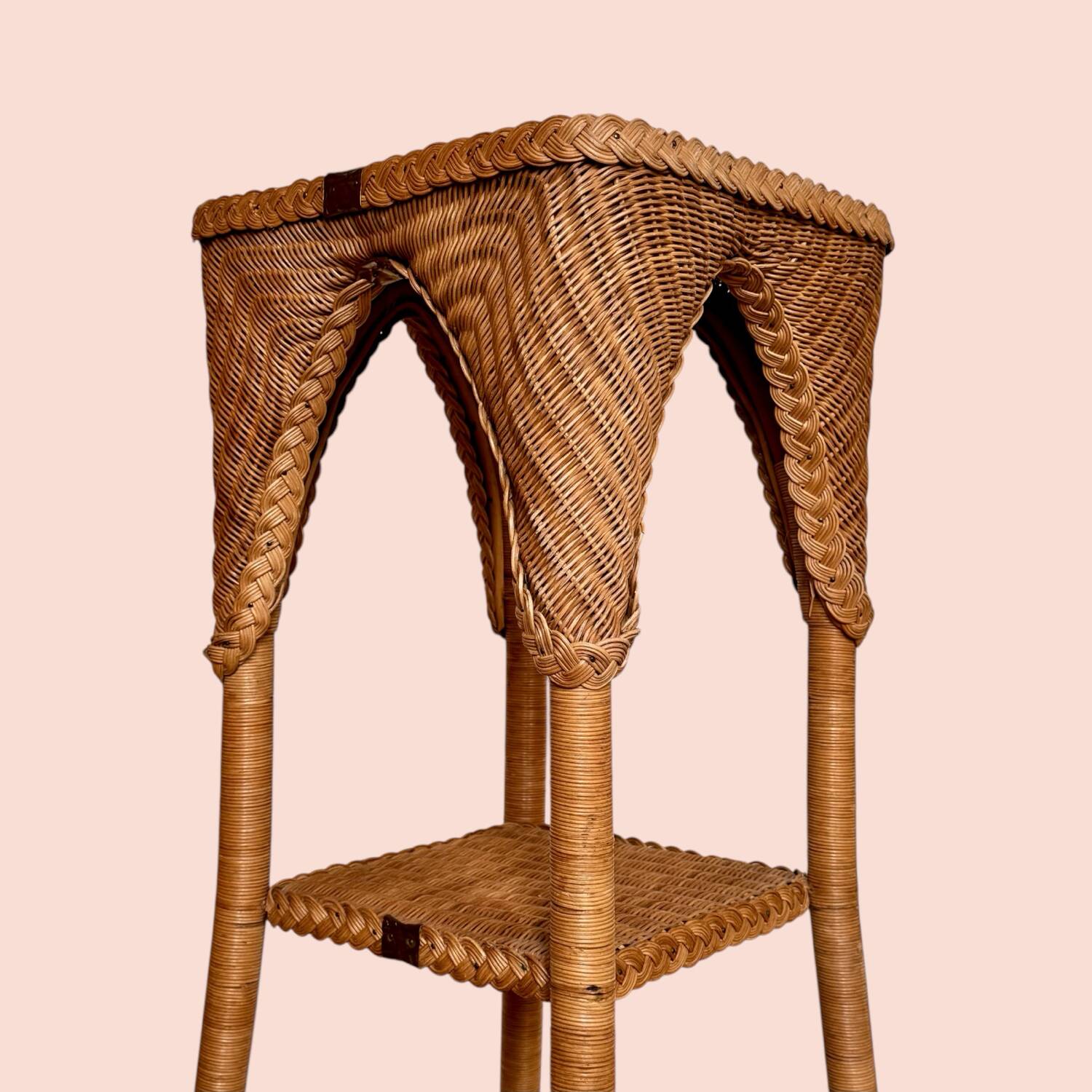 Vintage wicker plant stand
