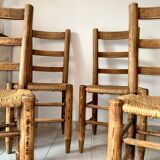 Wood and straw chairs