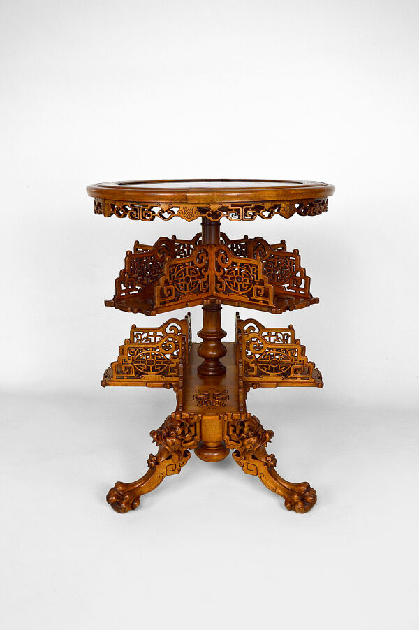 Guéridon bibliothèque tournante Japonisante par Gabriel Viardot, 1880