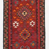 Burgundy & Red Vintage Runner Rug, 99x352Cm
