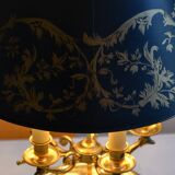 Large hot water bottle lamp with 5 bronze lights, empire style