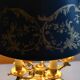 Large five-light bouillotte lamp in bronze Empire style.