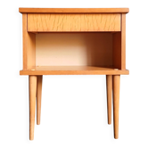 Nightstand in golden oak veneer. Around 1970.