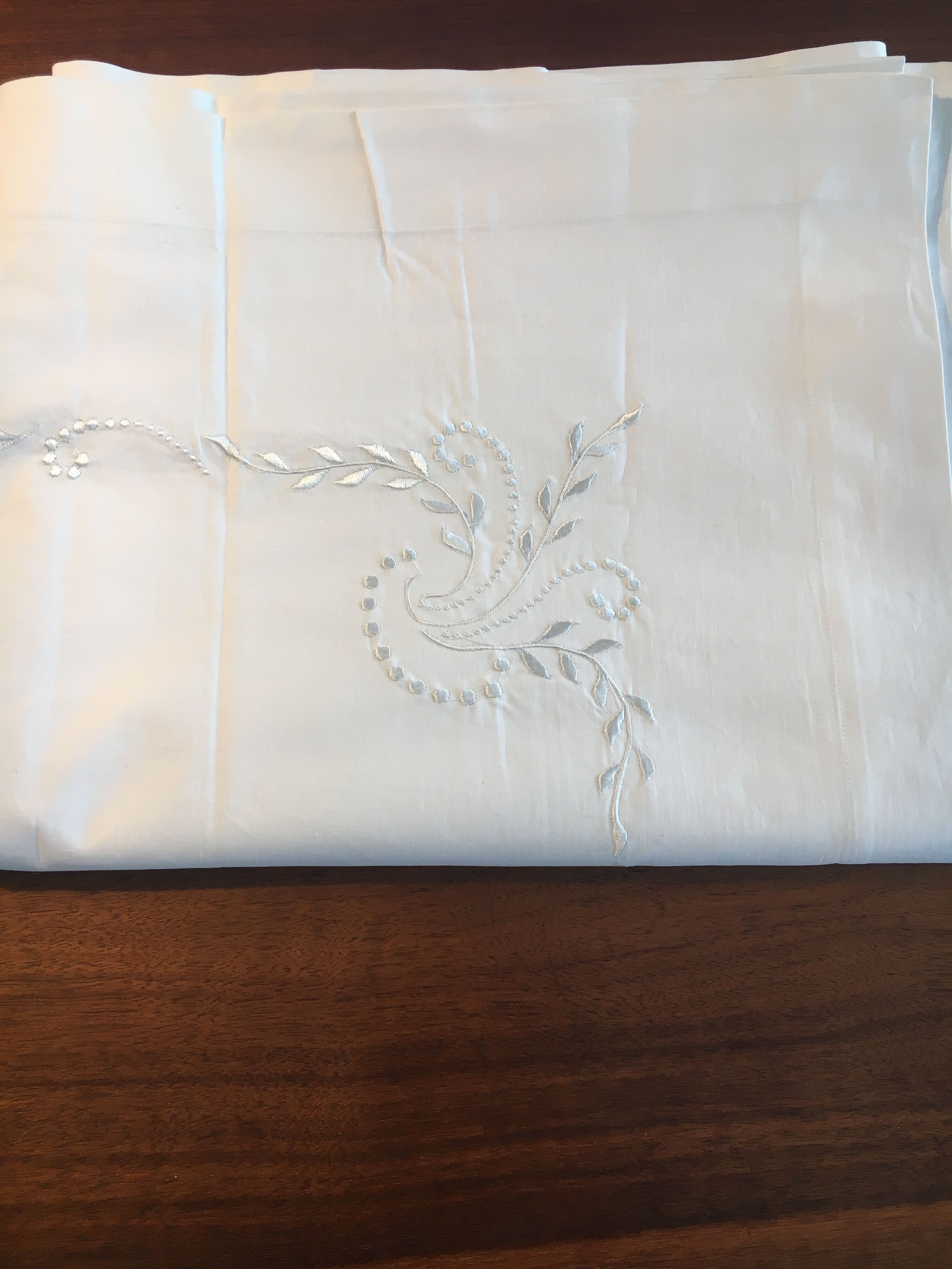 Linen white tablecloth and cotton
