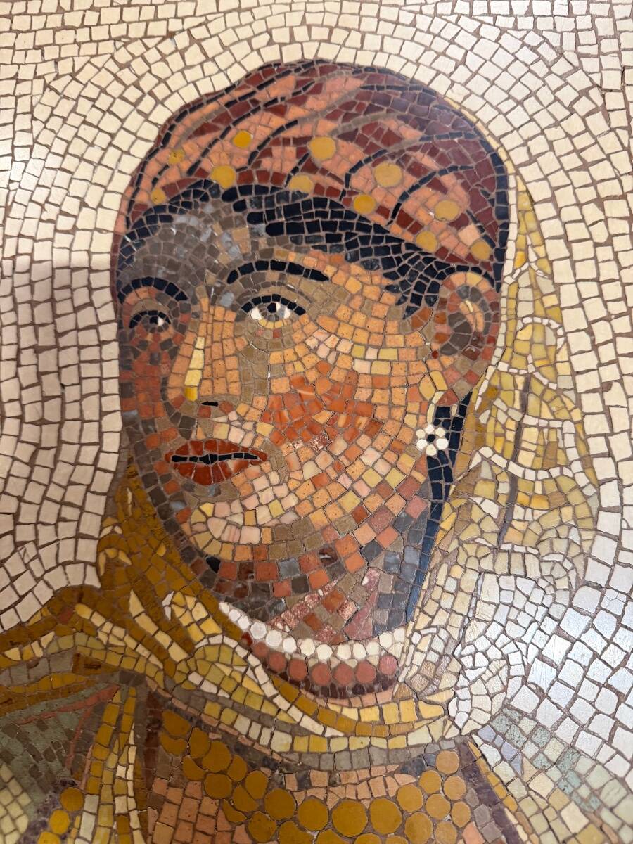 Portrait of a lady in marble mosaic in the antique style, circa 1880.