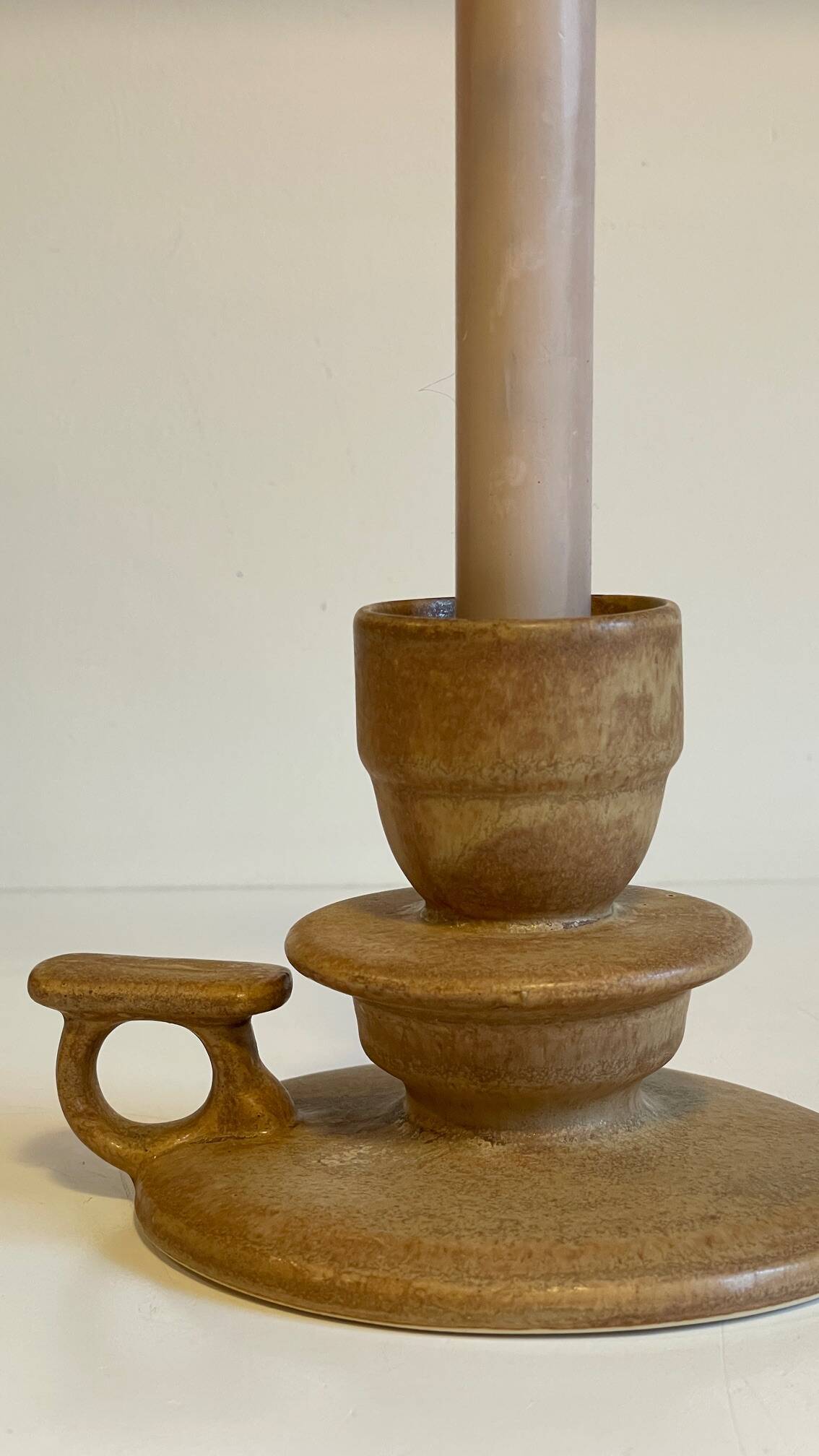 Geometric Hand CANDLE HOLDER Stoneware VINTAGE France