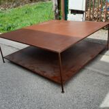 Large square coffee table with 2 metal tops