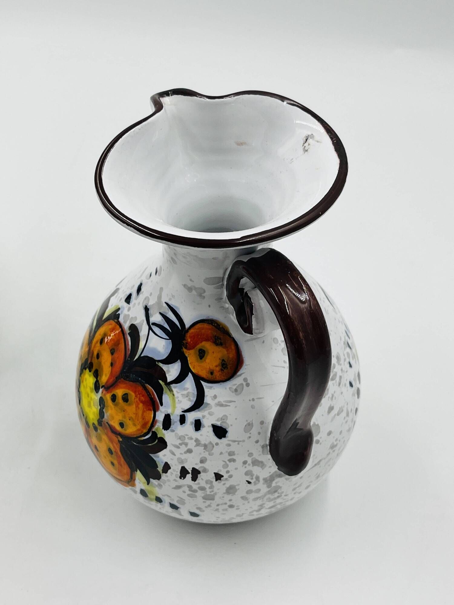 Pair of vintage hand-painted Italian floral vases