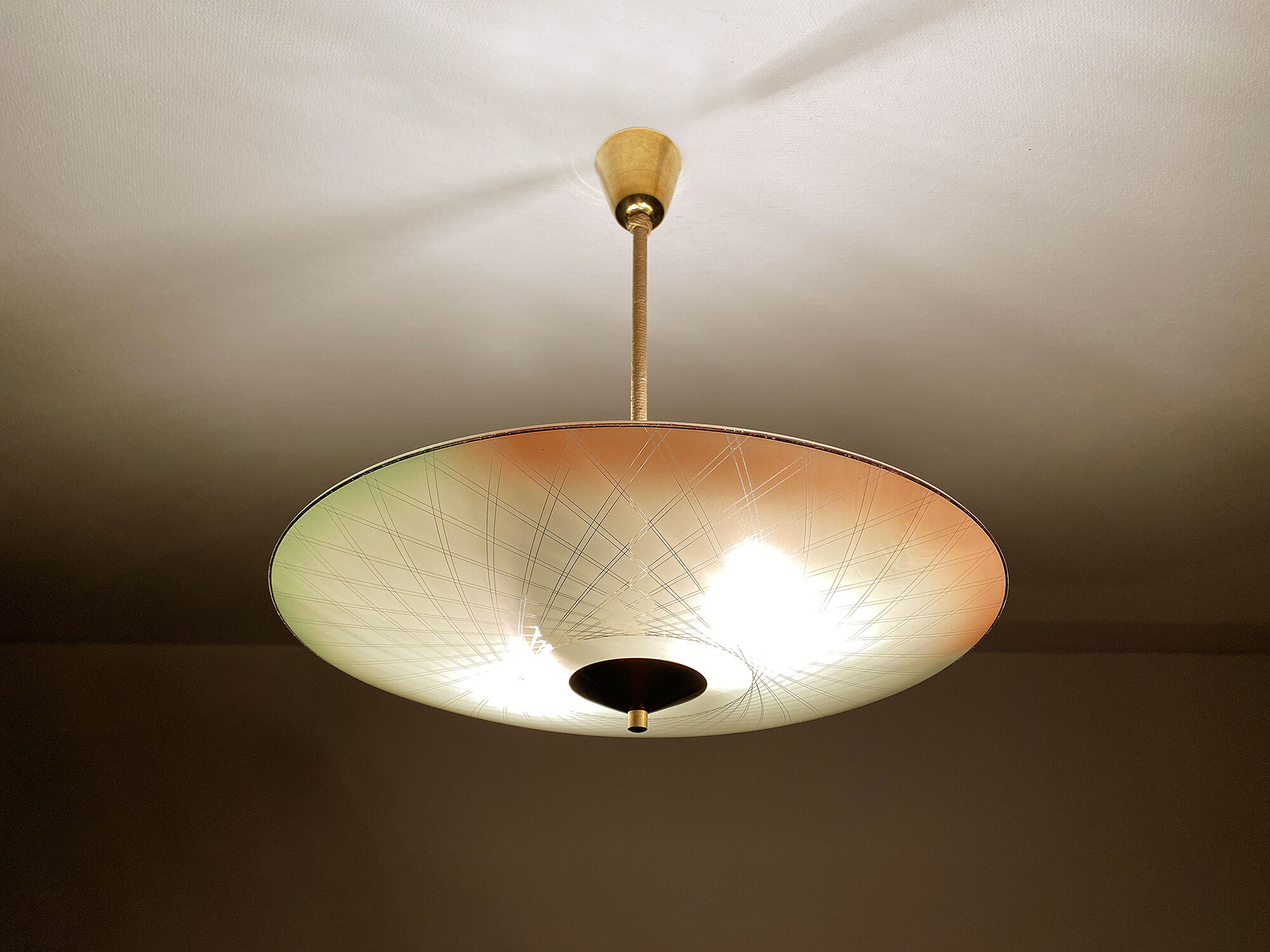 Vintage pendant lamp, multicolored glass, 50s