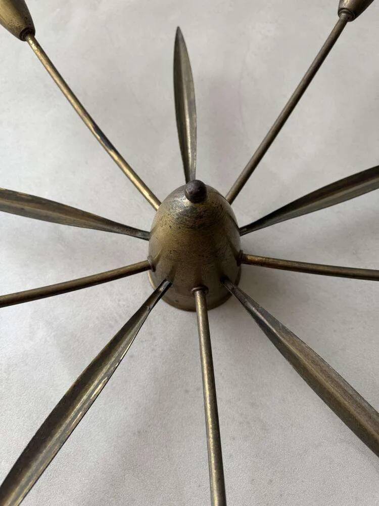 Mid-century Sputnik ceiling lamp brass 1950s