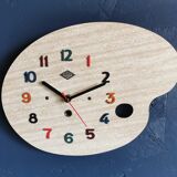 Vintage formica clock silent wall clock painter palette "Jura spruce"