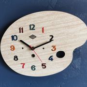 Vintage formica clock silent wall clock painter palette "Jura spruce"