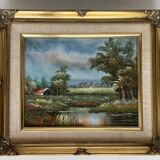 Tableau : huile sur toile représentant un paysage