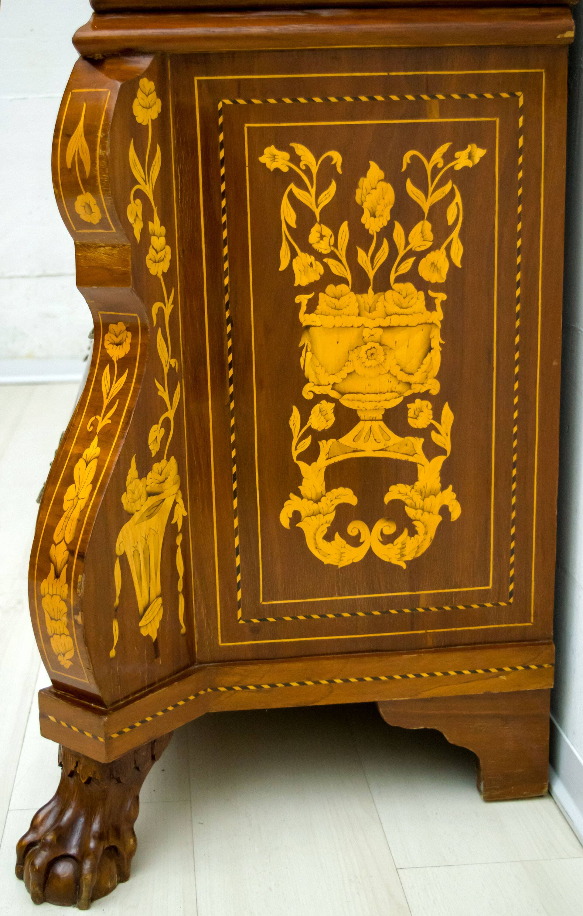 20th Century Dutch Trumeau Walnut with Maple Wood Inlays, Netherlands, 1950