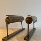 Pair of adjustable vintage wall lamps, matte brass, France 1970
