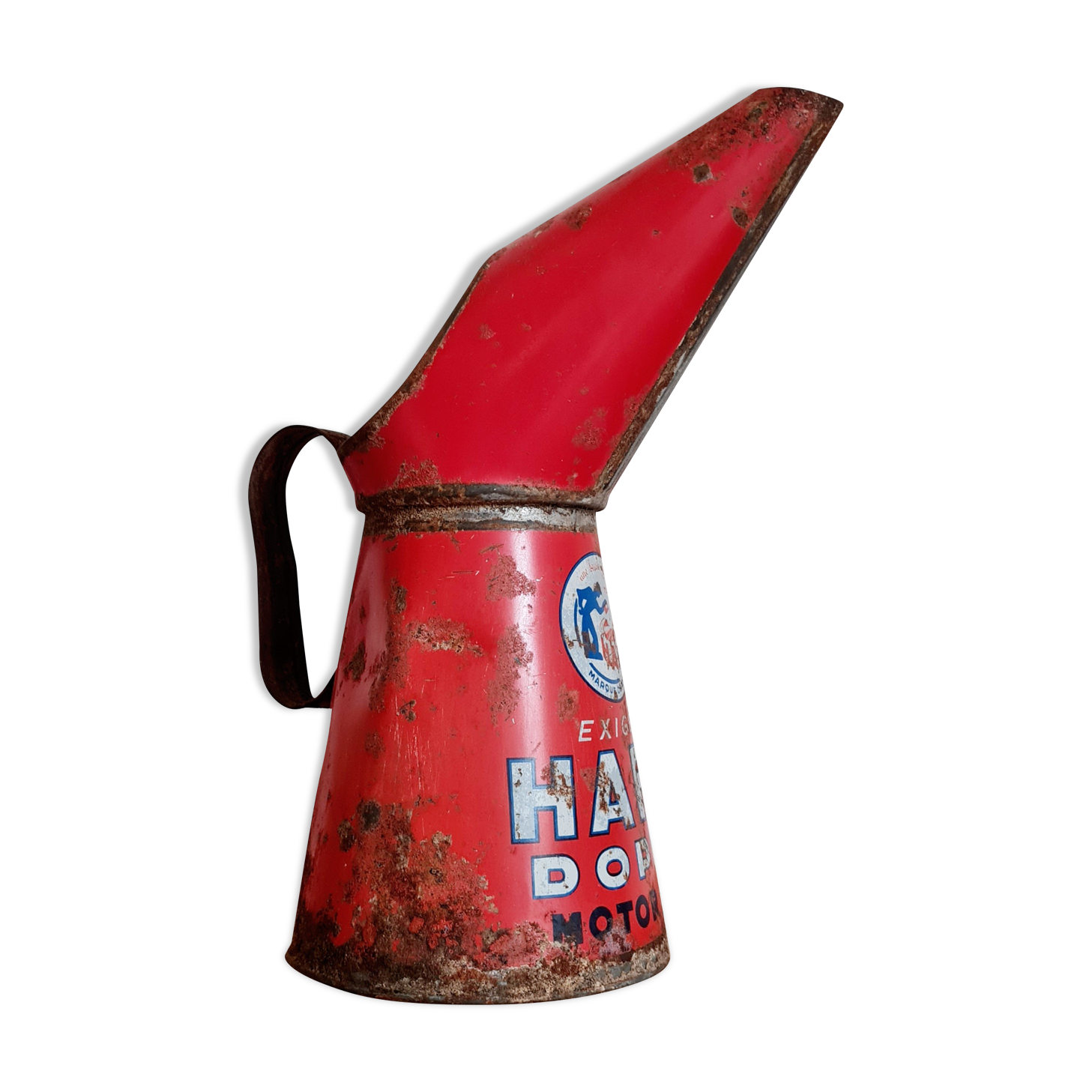 Red metal canister pot
