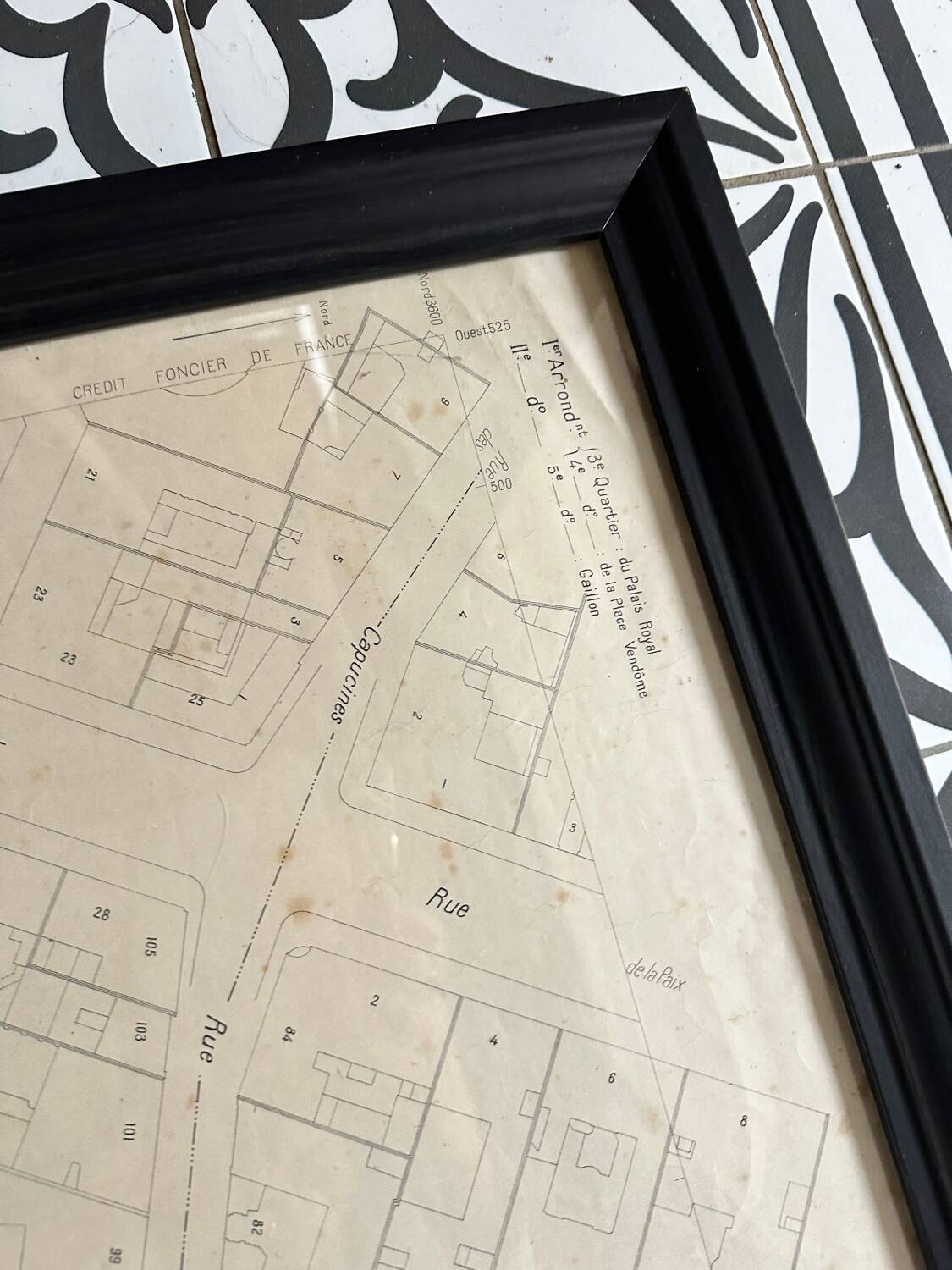 Poster large old map of paris 1739