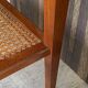 Occasional table in cherry wood, 1 drawer, 1 cane shelf, 1950.