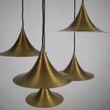 Fog & Morup, Midcentury Brass Pendant with Five Pendant Drops. Danmark 1960
