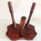 Vintage brutalist wooden tripod stool from the 60s and 70s
