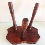 Vintage brutalist wooden tripod stool from the 60s and 70s