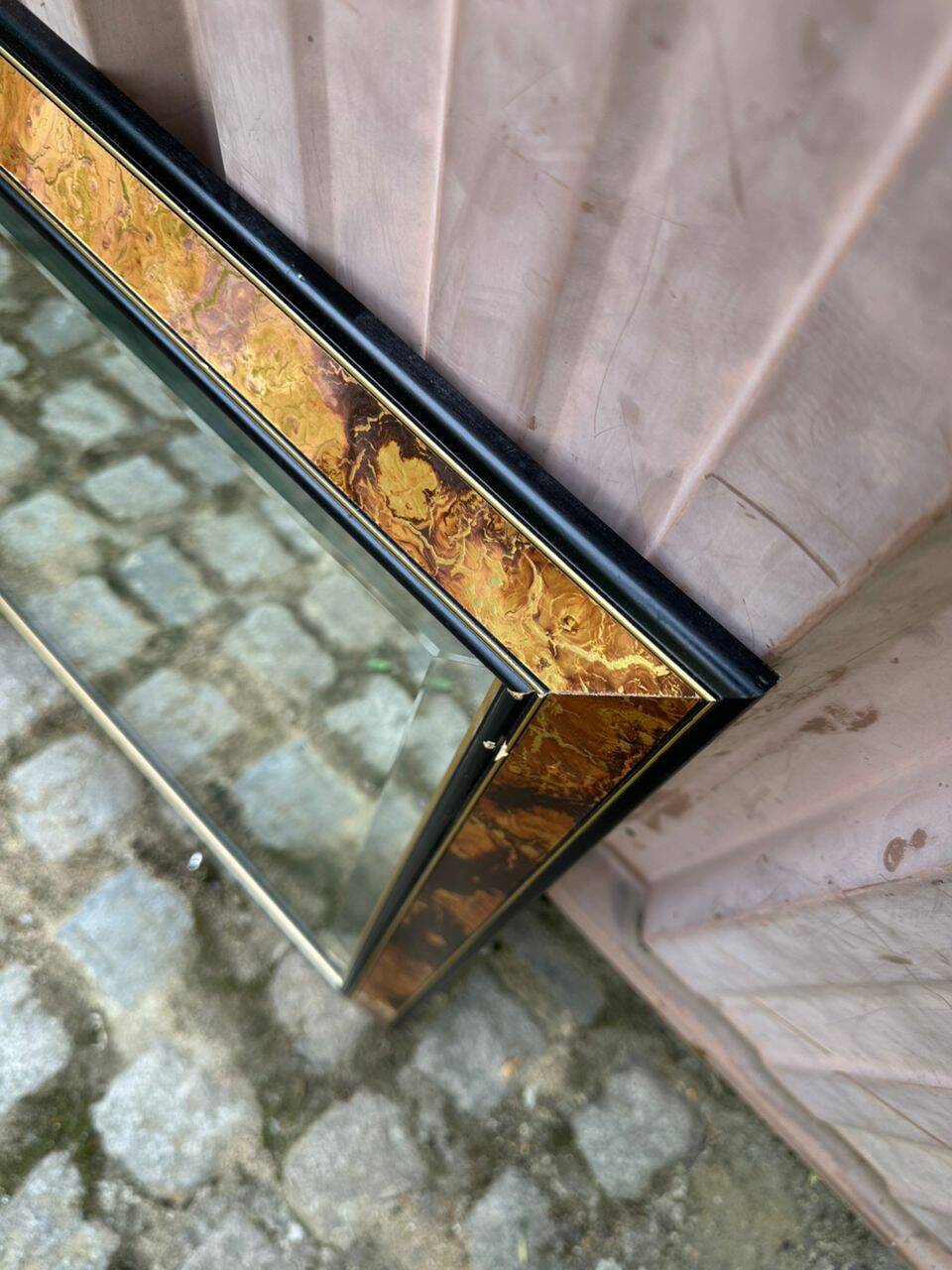 Miroir vintage biseauté doré Mid-Century 80x60cm