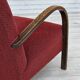 1950s, Danish art deco armchair, original red furniture wool, beech wood.