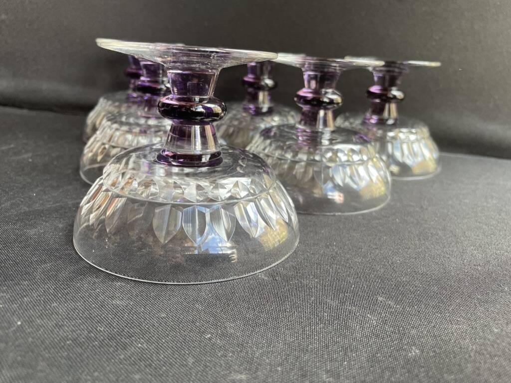6 Colored cut crystal bowls – Val Saint Lambert