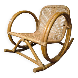 Child's rocking chair in rattan