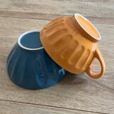 2 colorful faceted bowls