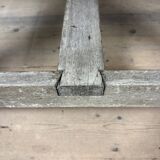 French farmhouse dining table with pine top and oak base