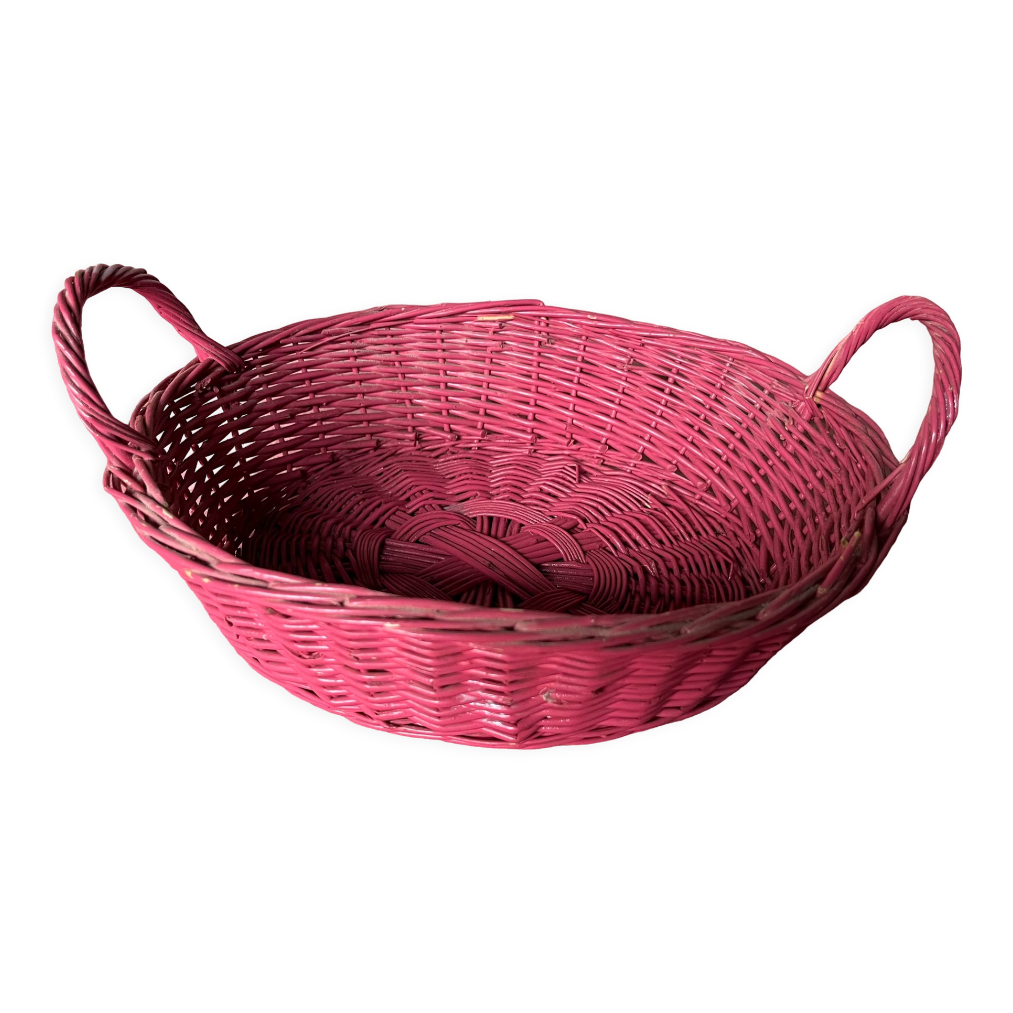 Pink wicker basket 2 handles