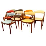 8 Scandinavian design chairs 1960s by Kai Kristiansen in solid teak "