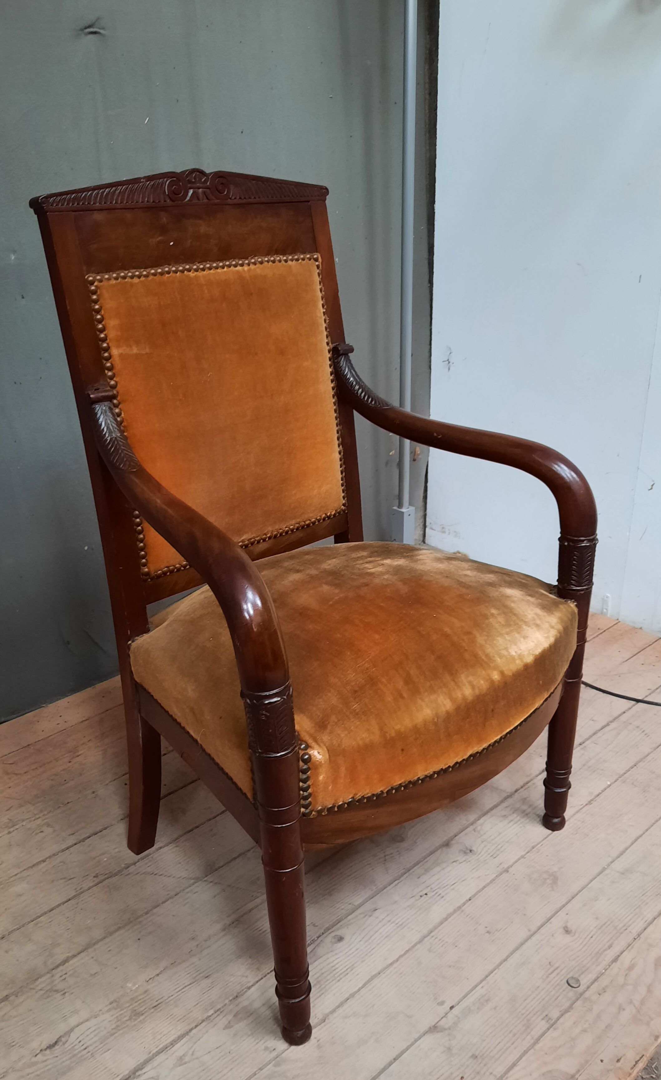 Empire style mahogany armchair