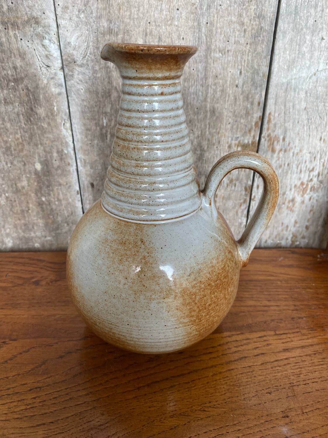 Old marais saint amand beige vintage stoneware pitcher