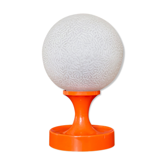 Lampe de table à globe oculaire orange vintage avec un globe en verre