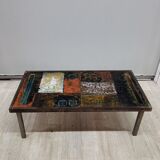 Coffee table in enamelled lava stone