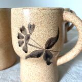 70s flowery stoneware mugs