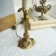 Small vintage lamp with its lampshade in toile de Jouy