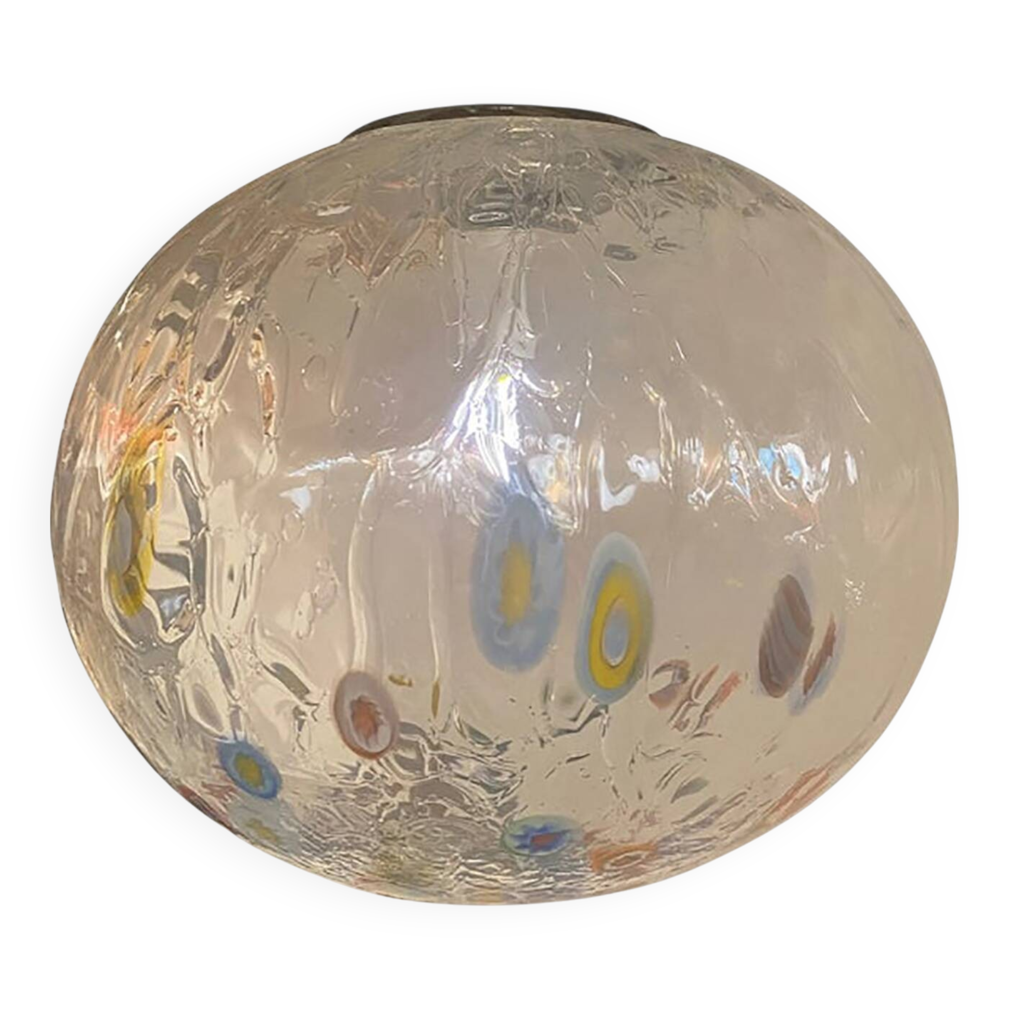 Suspension contemporaine en verre de Murano transparent avec des motifs multicolores Murrise