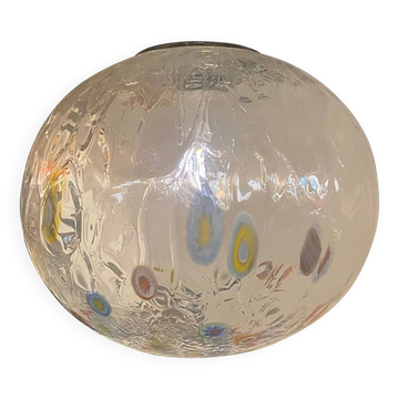 Suspension contemporaine en verre de Murano transparent avec des motifs multicolores Murrise
