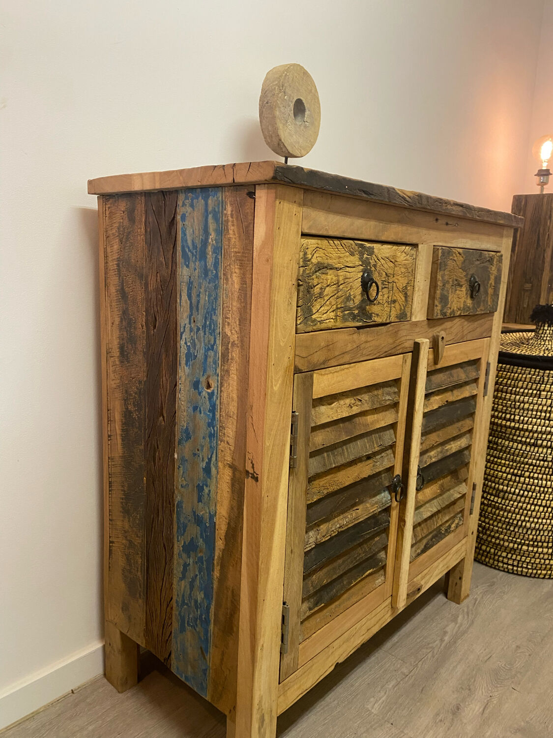 Sideboard louvers exotic wood recycled