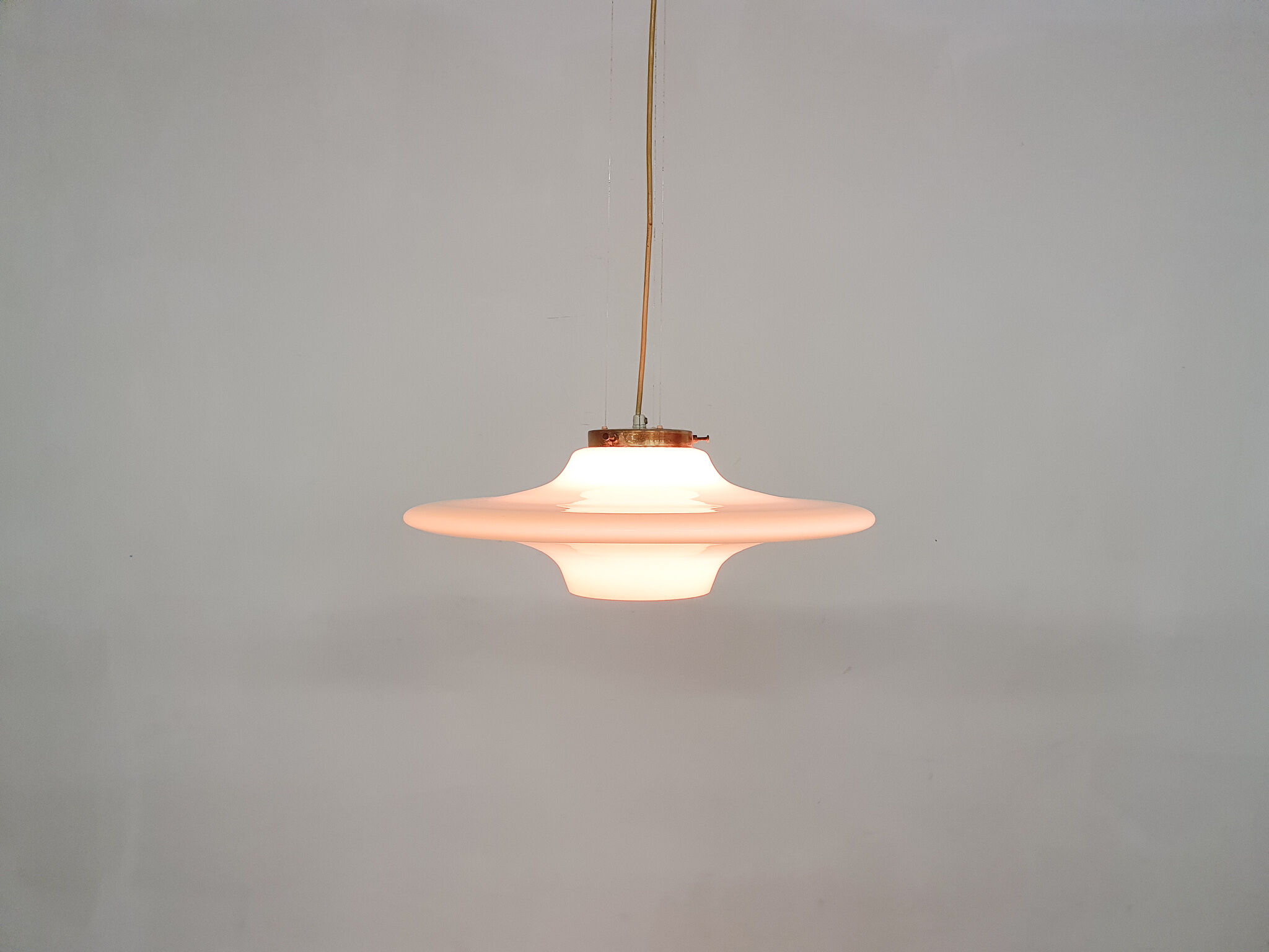 Mid-century modern yellow glass pendant light 1960's