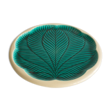 Green and off-white ceramic dish