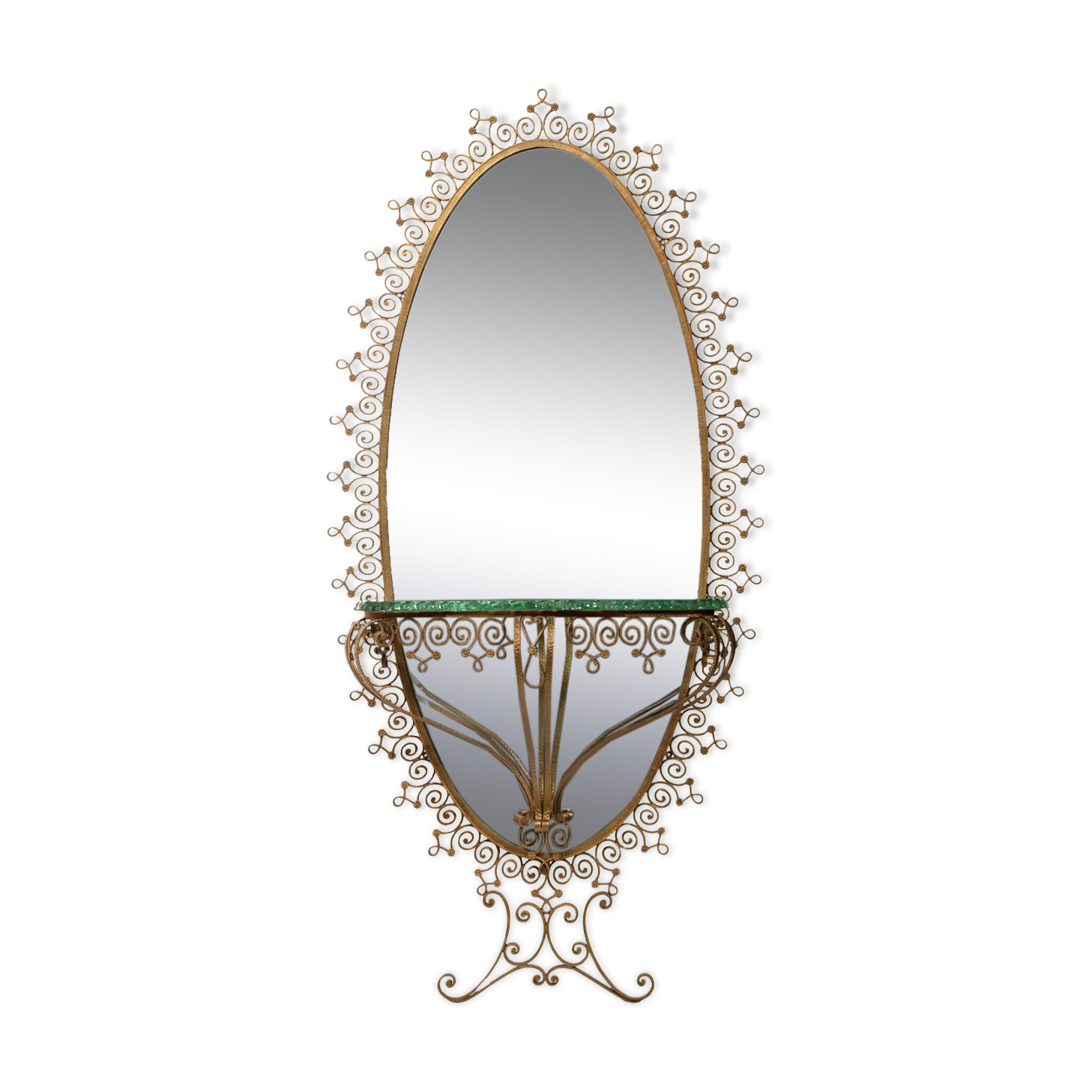 Mirror console by Pierre-Luigui Colli gold metal